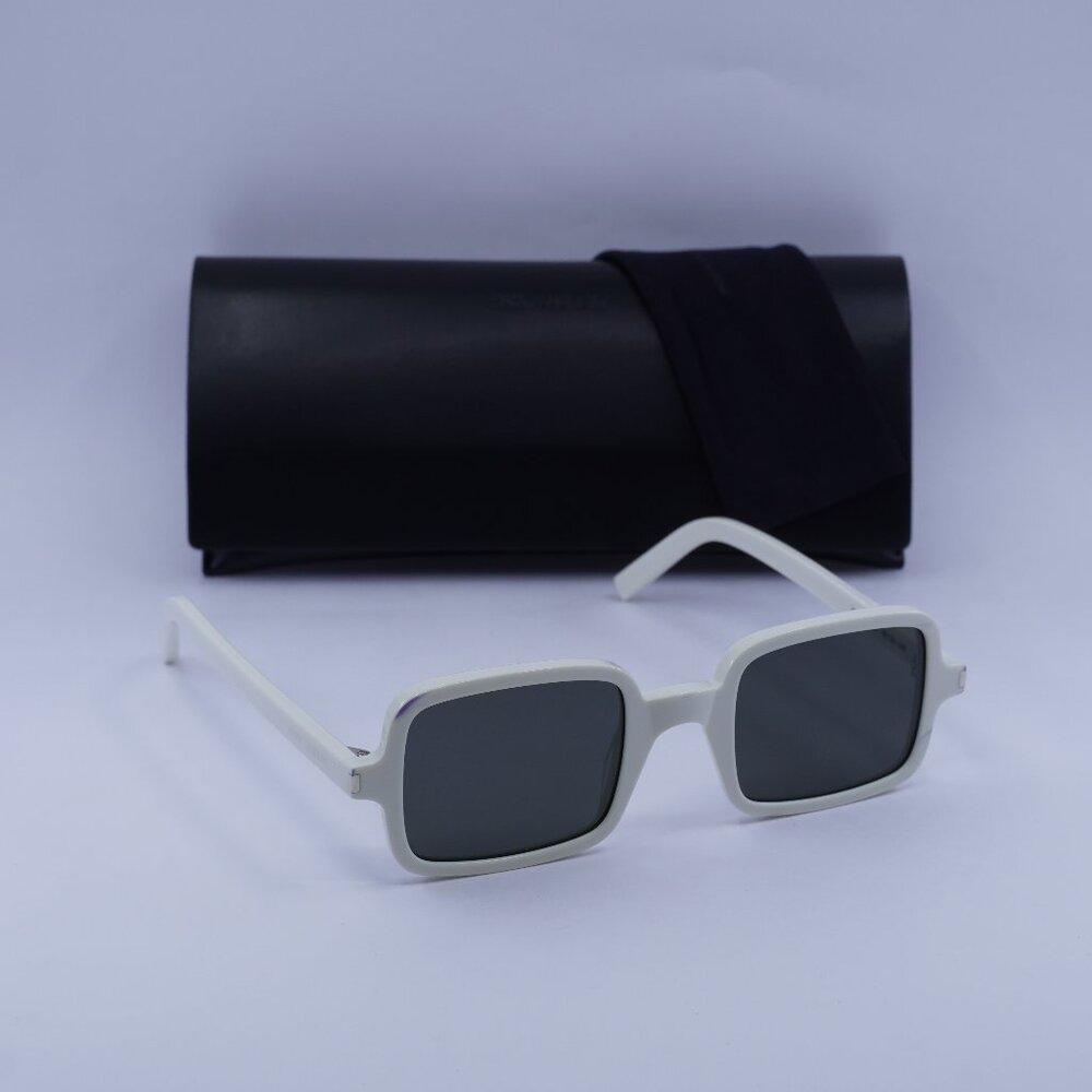 Saint Laurent SL332 003 Rectangle Sunglasses - Ivory/Grey
